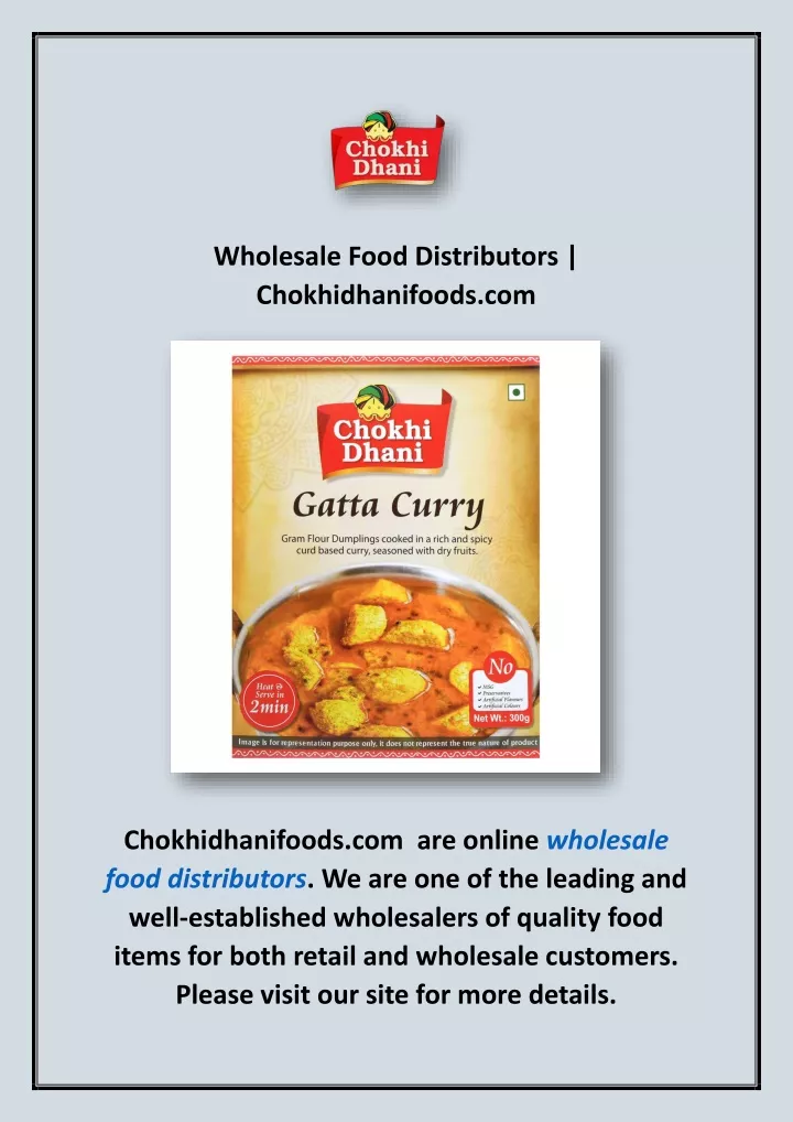 wholesale food distributors chokhidhanifoods com