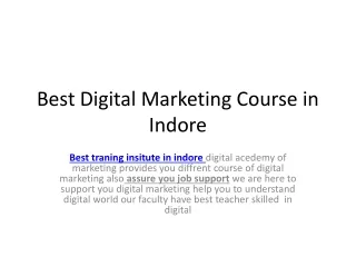 best digital marketing course in indore