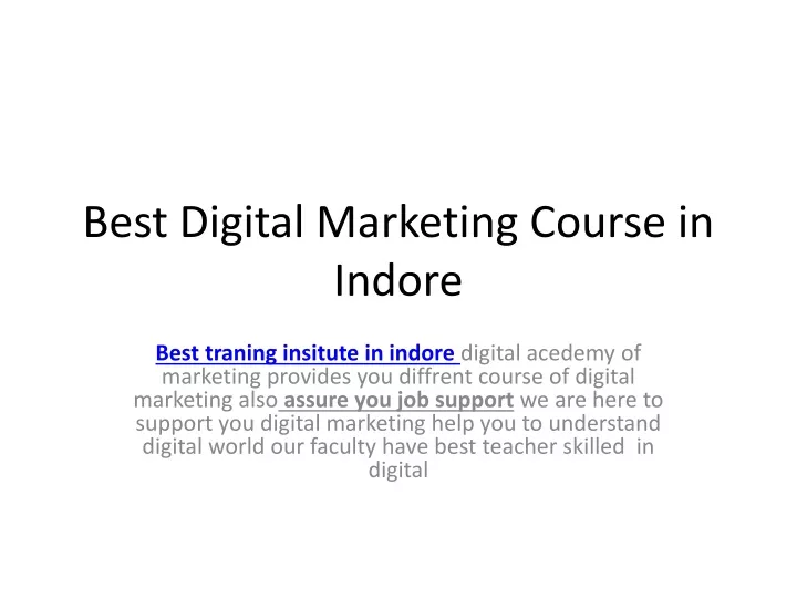 best digital marketing course in indore