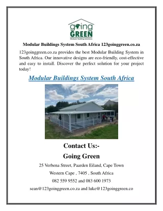Modular Buildings System South Africa 123goinggreen.co.za