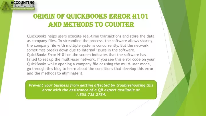 origin of quickbooks error h101 and methods to counter