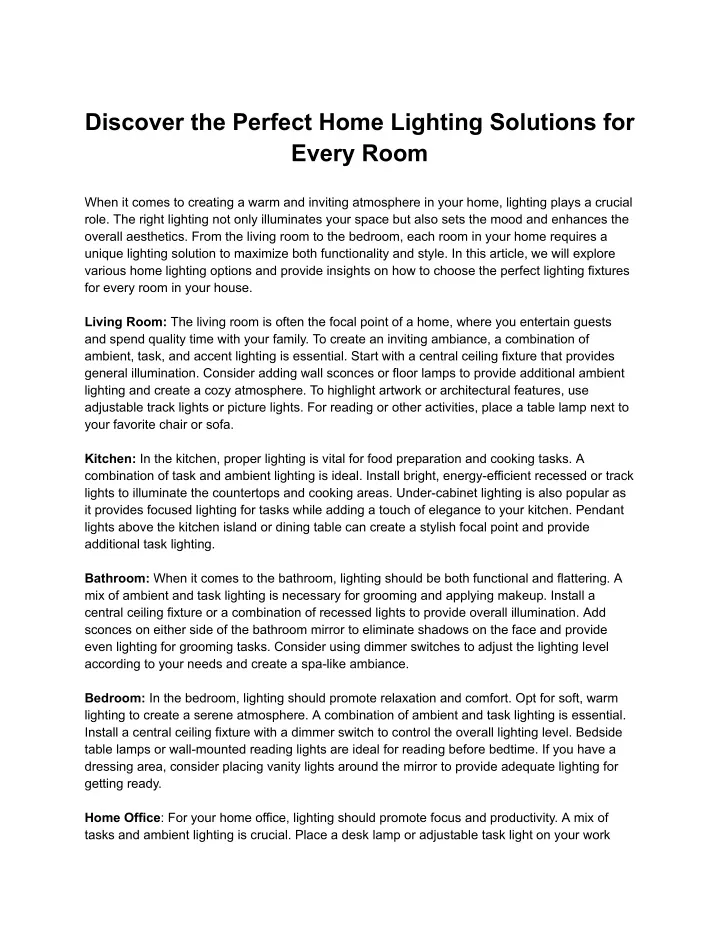 discover the perfect home lighting solutions