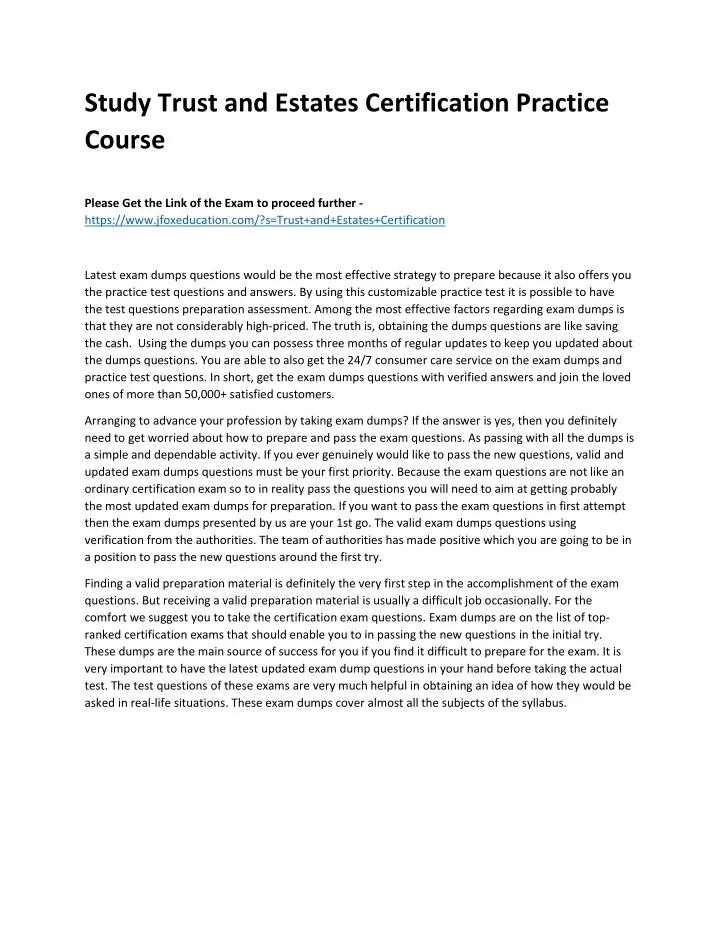 study trust and estates certification practice