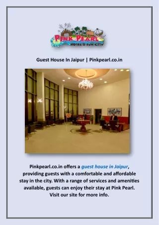 Guest House In Jaipur | Pinkpearl.co.in
