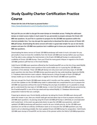 study quality charter certification practice