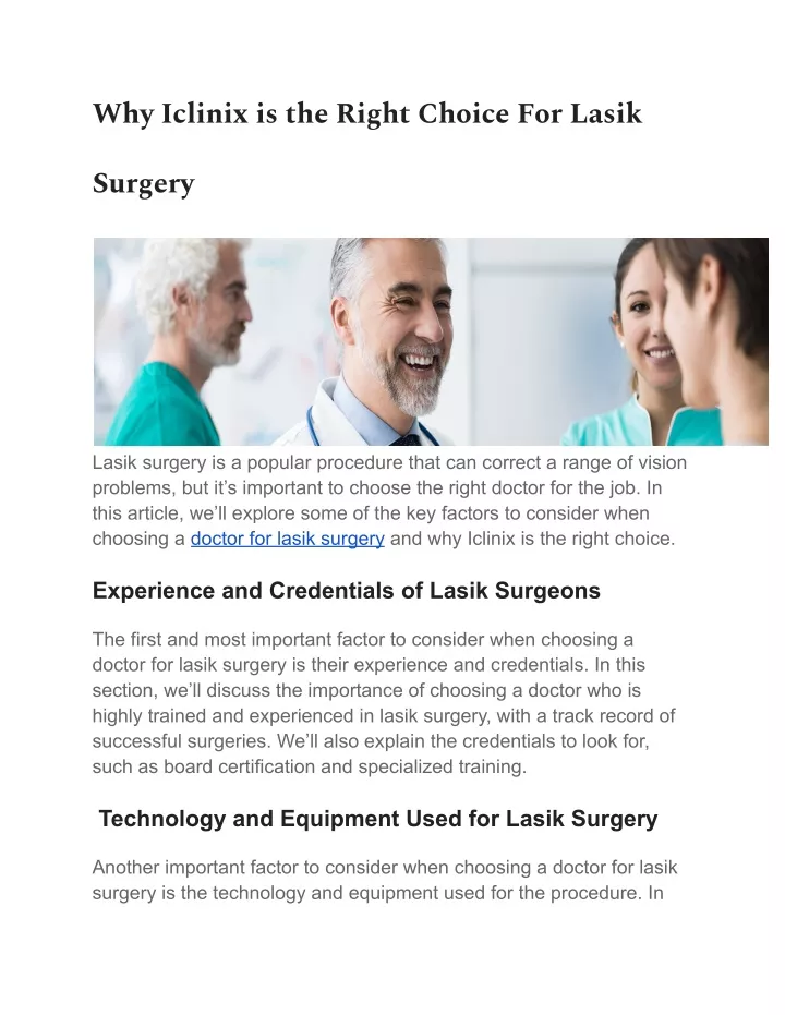 why iclinix is the right choice for lasik