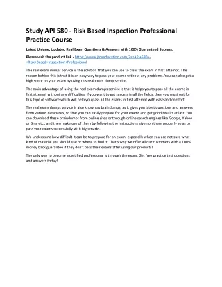 study api 580 risk based inspection professional