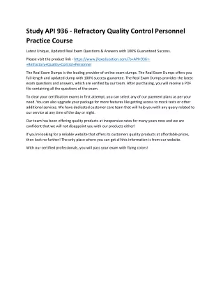 study api 936 refractory quality control