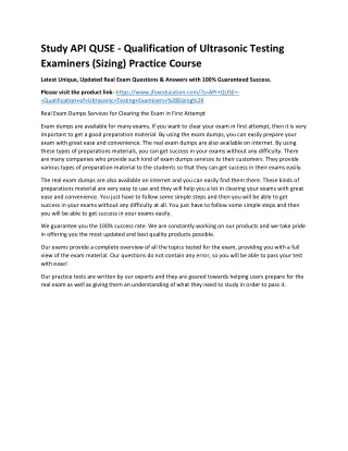 study api quse qualification of ultrasonic