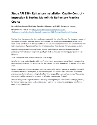 study api 936 refractory installation quality