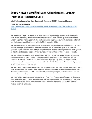 study netapp certified data administrator ontap