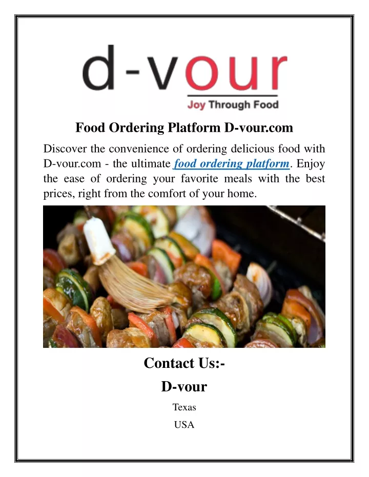 food ordering platform d vour com