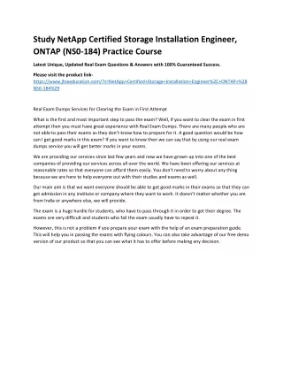 study netapp certified storage installation