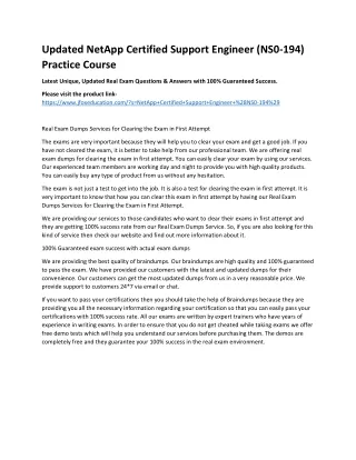 updated netapp certified support engineer