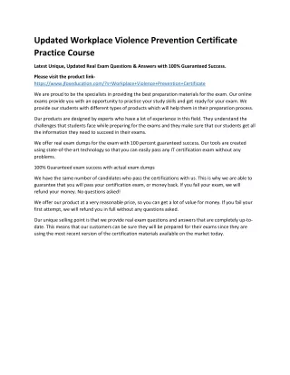 updated workplace violence prevention certificate