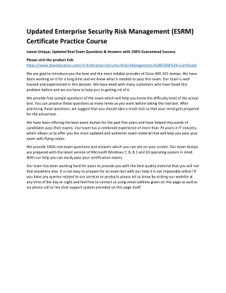 updated enterprise security risk management esrm