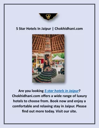 5 Star Hotels In Jaipur | Chokhidhani.com