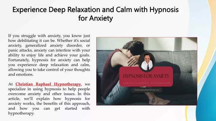 experience deep relaxation and calm with hypnosis