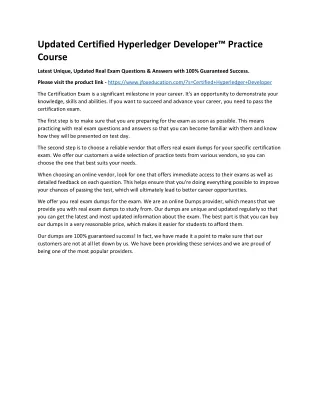 updated certified hyperledger developer practice