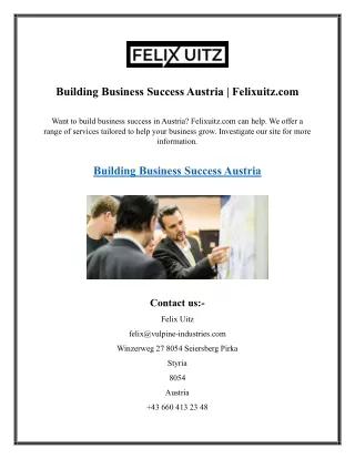 Building Business Success Austria  Felixuitz