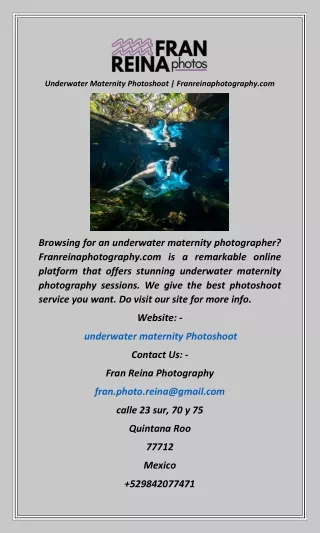 Underwater Maternity Photoshoot  Franreinaphotography