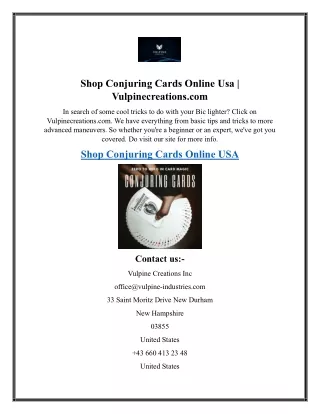 Shop Conjuring Cards Online Usa  Vulpinecreations