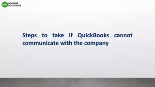 How To Fix QuickBooks Cannot Communicate With The Company File Issue Quickly