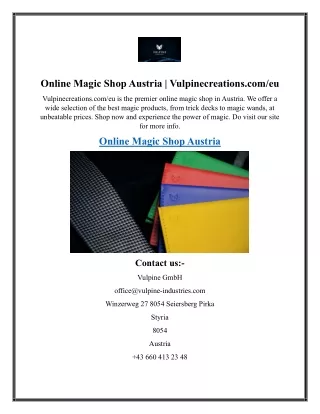 Online Magic Shop Austria  Vulpinecreations.com eu