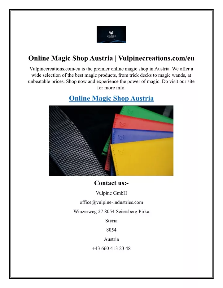 online magic shop austria vulpinecreations com eu