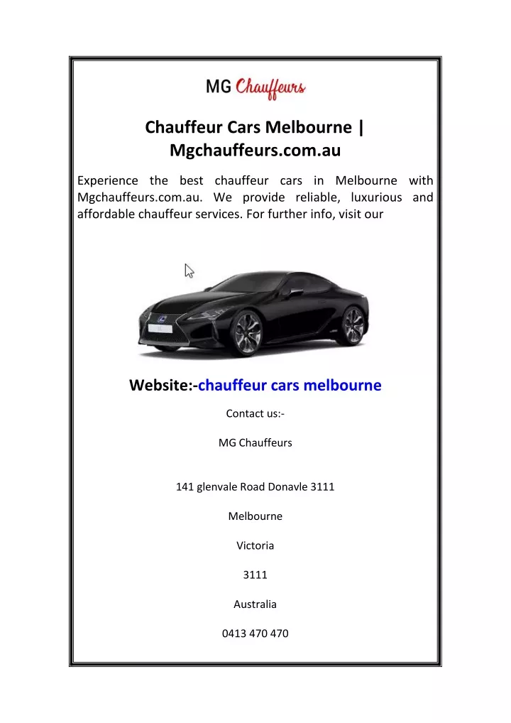 chauffeur cars melbourne mgchauffeurs com au