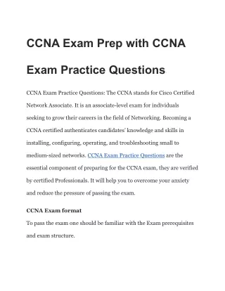 CCNA Exam Prep with CCNA Exam Practice Questions