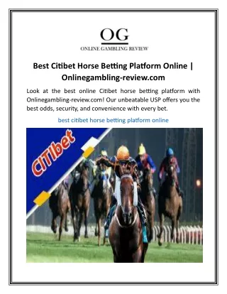 Best Citibet Horse Betting Platform Online  Onlinegambling-review.com