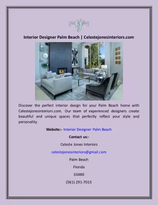 Interior Designer Palm Beach  Celestejonesinteriors