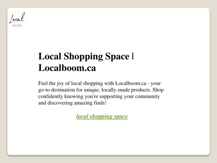 local shopping space localboom ca feel