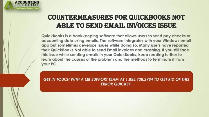 countermeasures for quickbooks not able to send email invoices issue