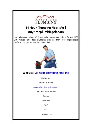 24 Hour Plumbing Near Me  Anytimeplumbingok.com