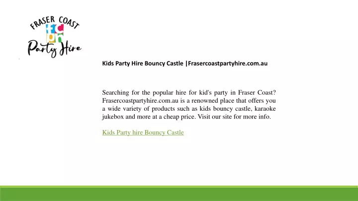 kids party hire bouncy castle