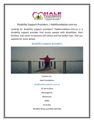 Disability Support ProvidersHalefoundation.com