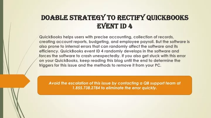 doable strategy to rectify quickbooks event id 4