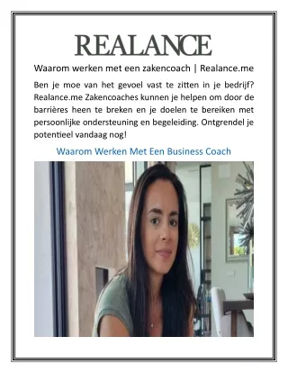 Waarom werken met een zakencoach Realance.me