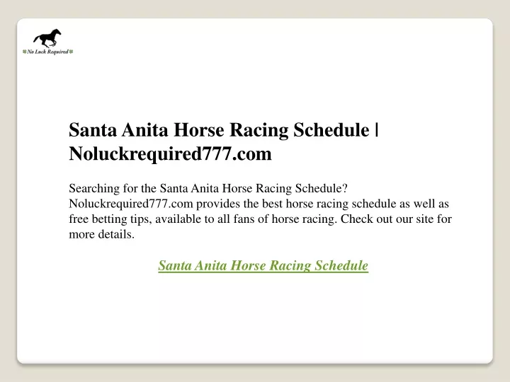 santa anita horse racing schedule