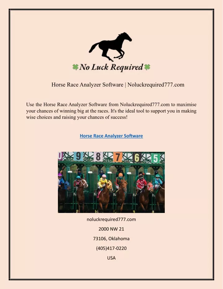 horse race analyzer software noluckrequired777 com