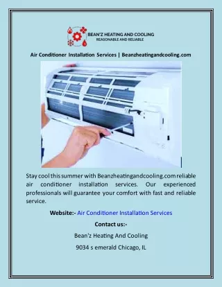 Air Conditioner Installation Services  Beanzheatingandcooling