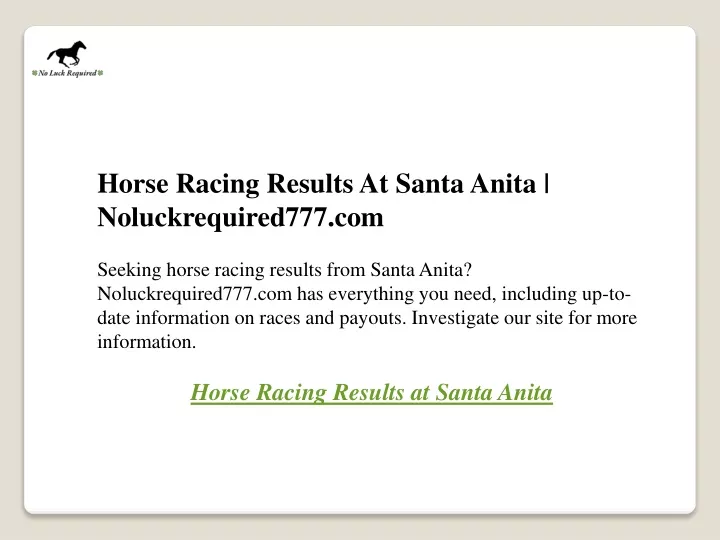 horse racing results at santa anita