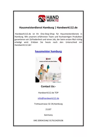 Hausmeisterdienst Hamburg Handwerk112.de