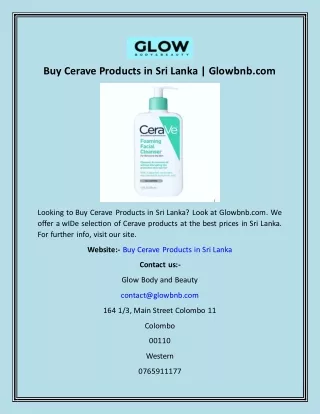 Buy Cerave Products in Sri Lanka  Glowbnb