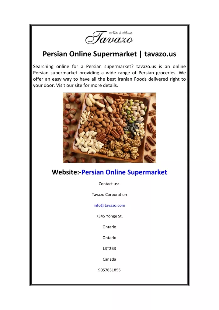 persian online supermarket tavazo us