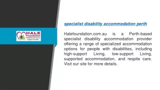 Specialist Disability Accommodation Perth  Halefoundation.com.au