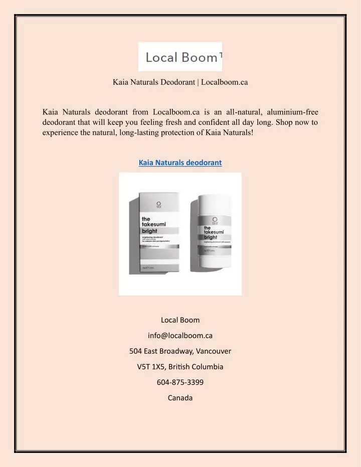 kaia naturals deodorant localboom ca