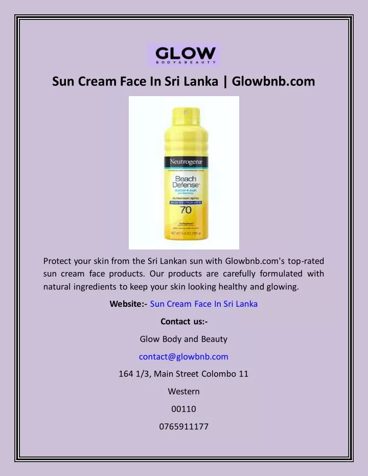 sun cream face in sri lanka glowbnb com